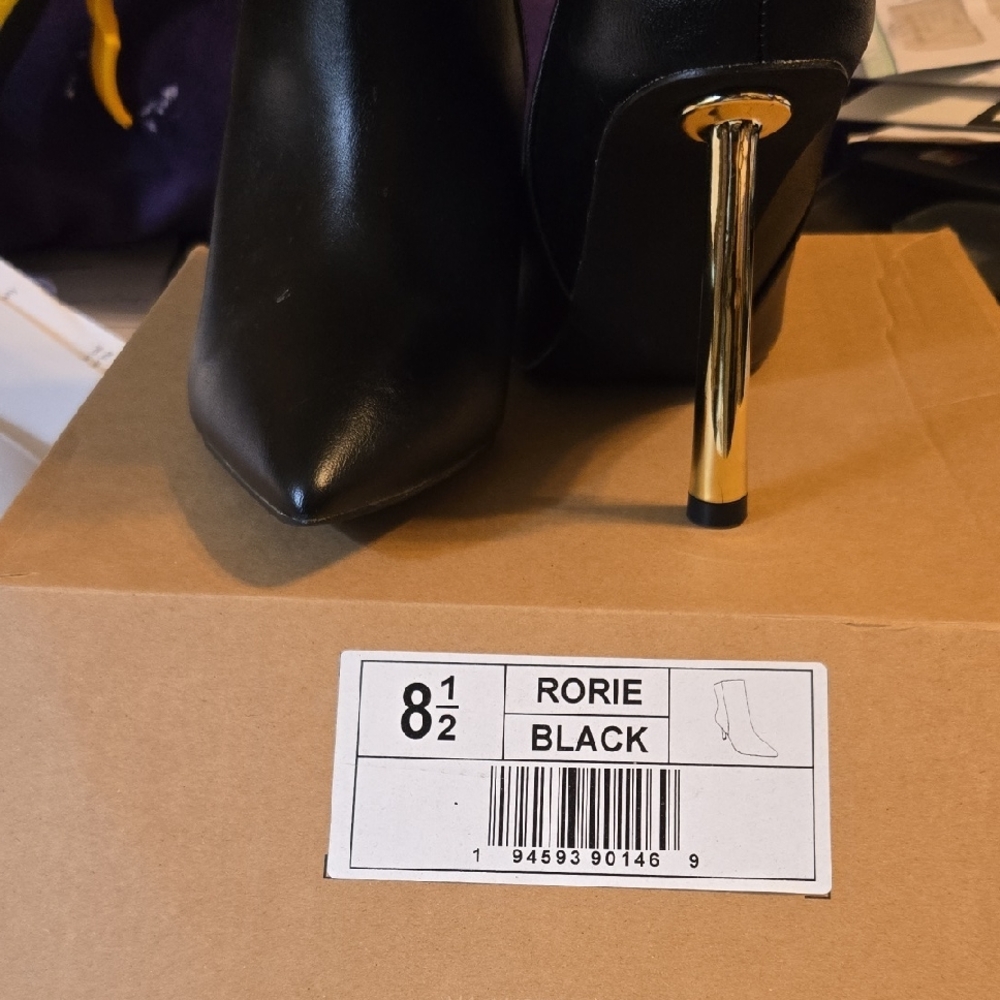 Nine West Black Heels with Gold Stiletto